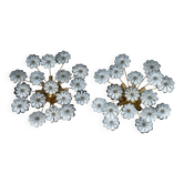 Pair of Murano white flower ceiling lamps. Italy 1980s