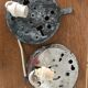 2 snail wall lamps amber glass by Helena Tynell 1960