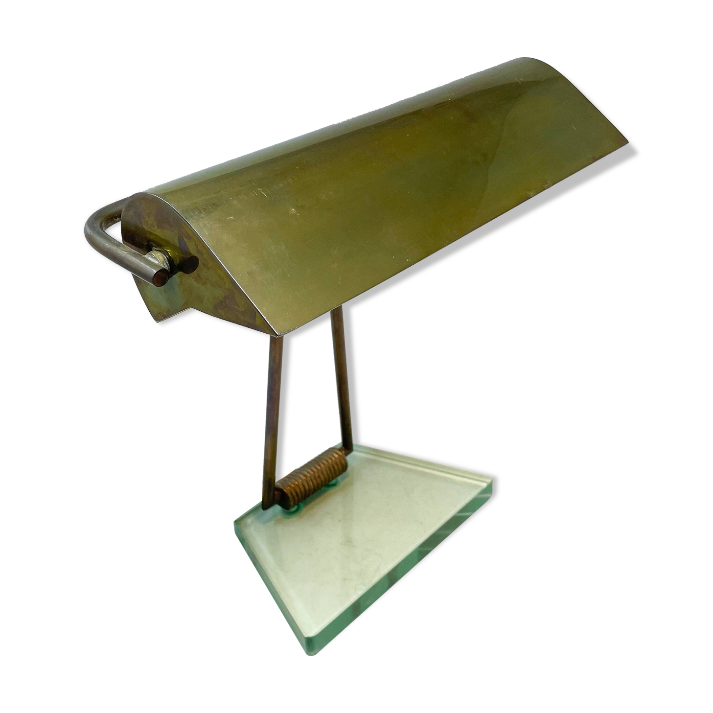 Mid-Century Modern Glass & Brass Table Lamp attributed to Pietro Chiesa, 1950s