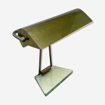 Mid-Century Modern Glass & Brass Table Lamp attributed to Pietro Chiesa, 1950s