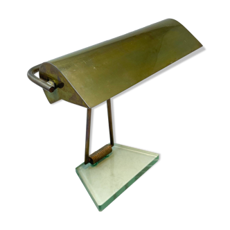 Mid-Century Modern Glass & Brass Table Lamp attributed to Pietro Chiesa, 1950s