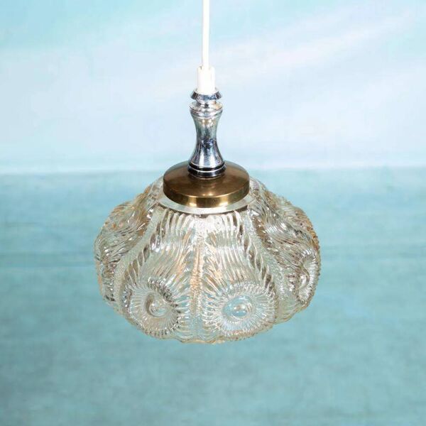 Vintage design suspension suédoise en verre des années 60, verre travaillé