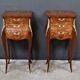 Pair of bedside tables in marquetry, Louis XV style – Mid 20th century
