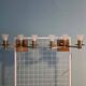 Maison cheret, pair of 3-light wall lights in ronze, brass and glass, circa 1950/1960