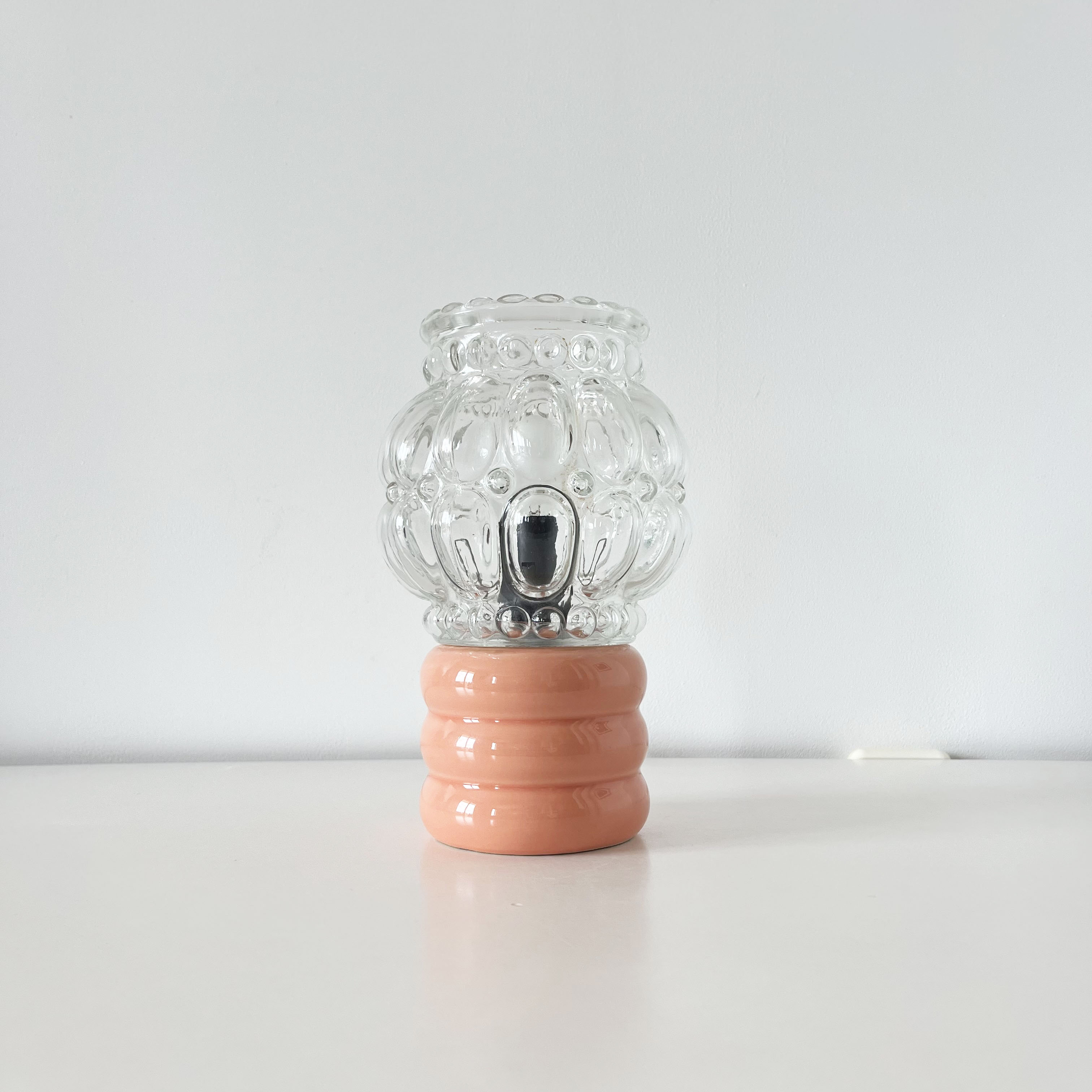 Ceramic lamp and glass globe 1970