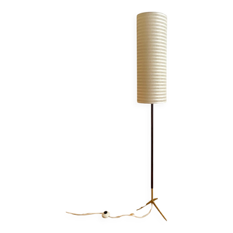 French Teak and Brass Floor Lamp