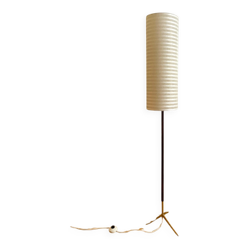 French Teak and Brass Floor Lamp