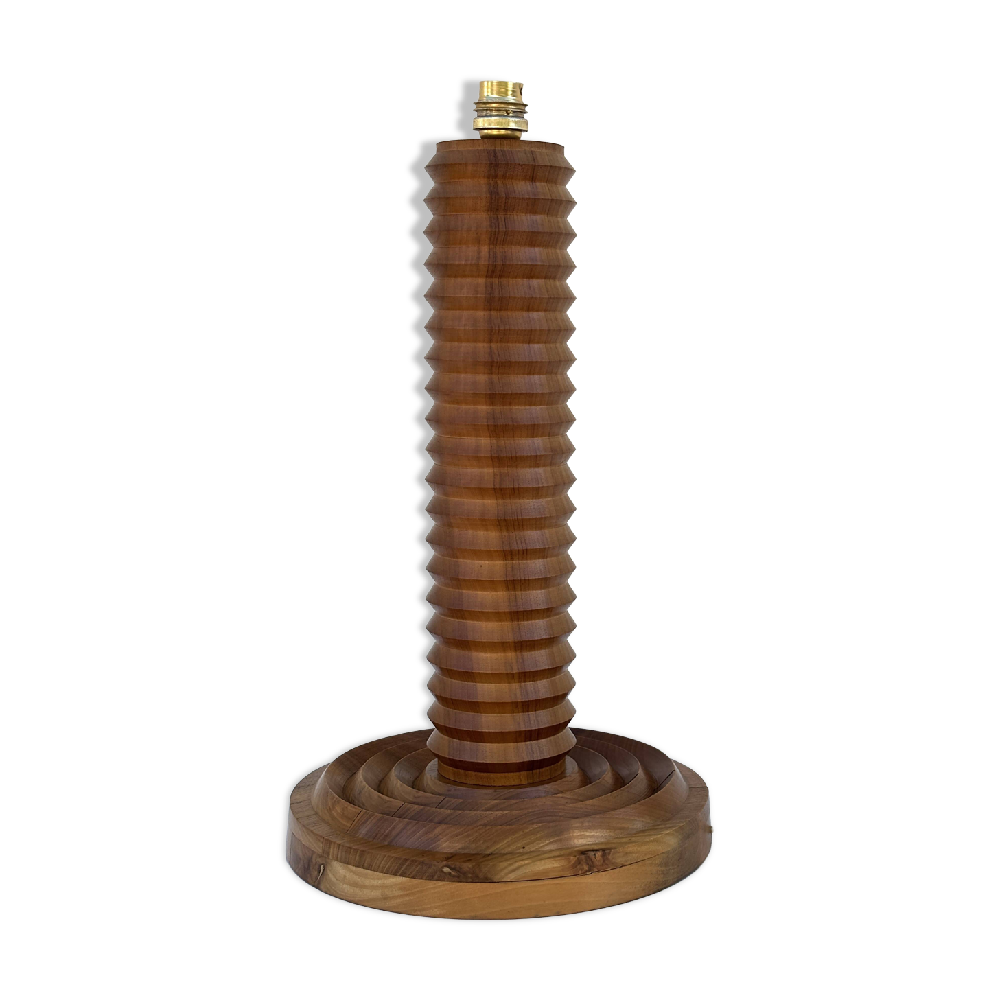 Vintage turned wood lamp base by Charles Dudouyt from the 1940s-1950s.