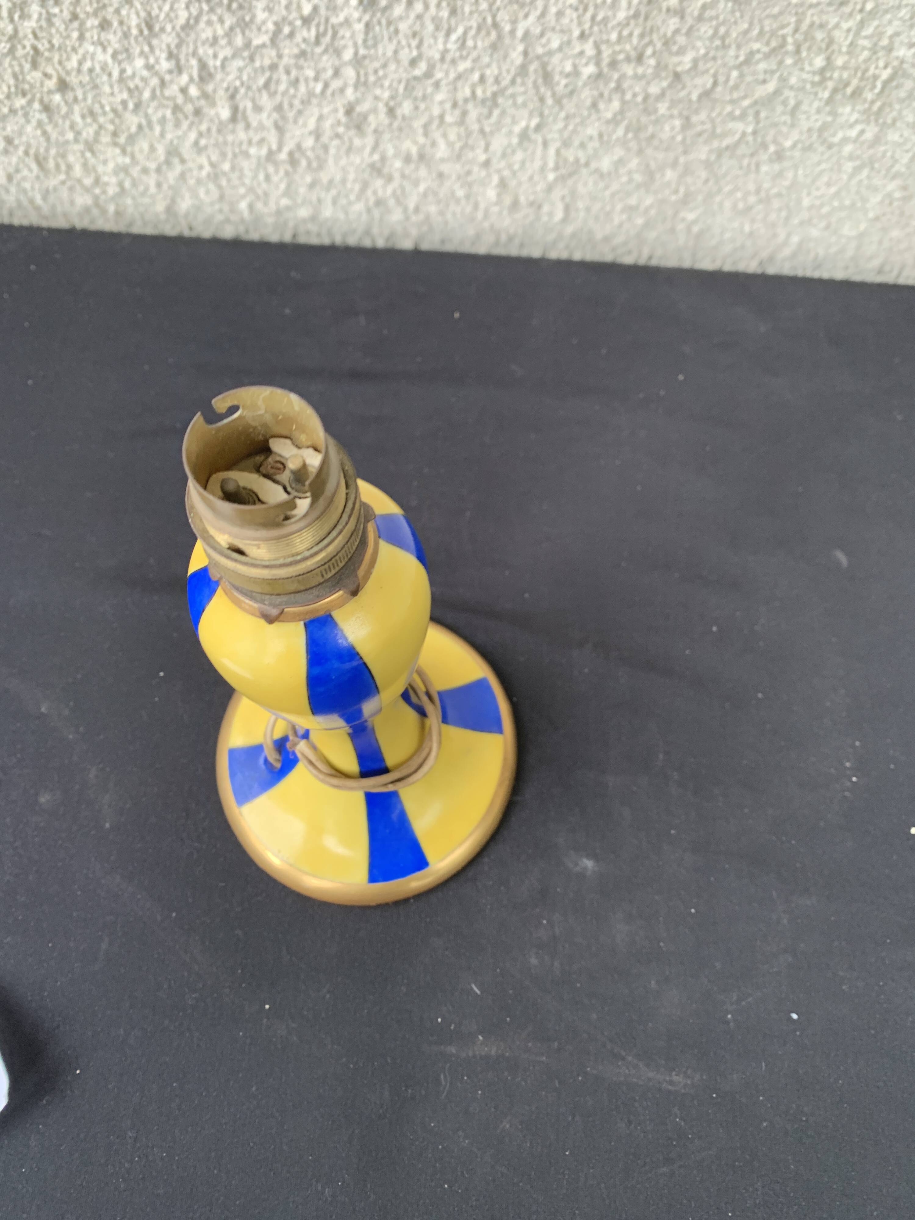 Bougeoir art déco jaune et bleu limoges