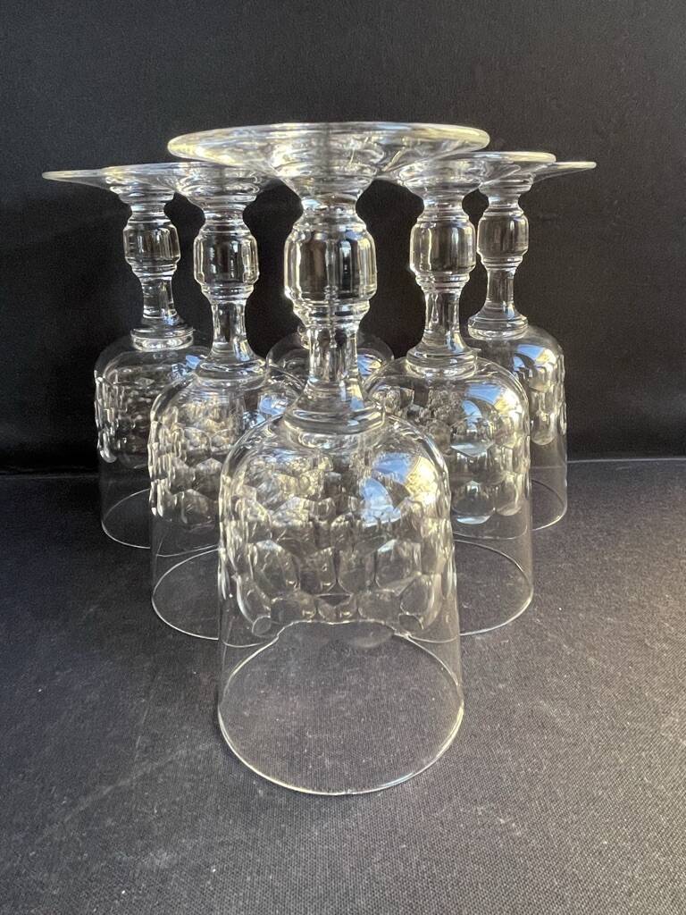 6 Blown and cut crystal water glasses – Art Nouveau