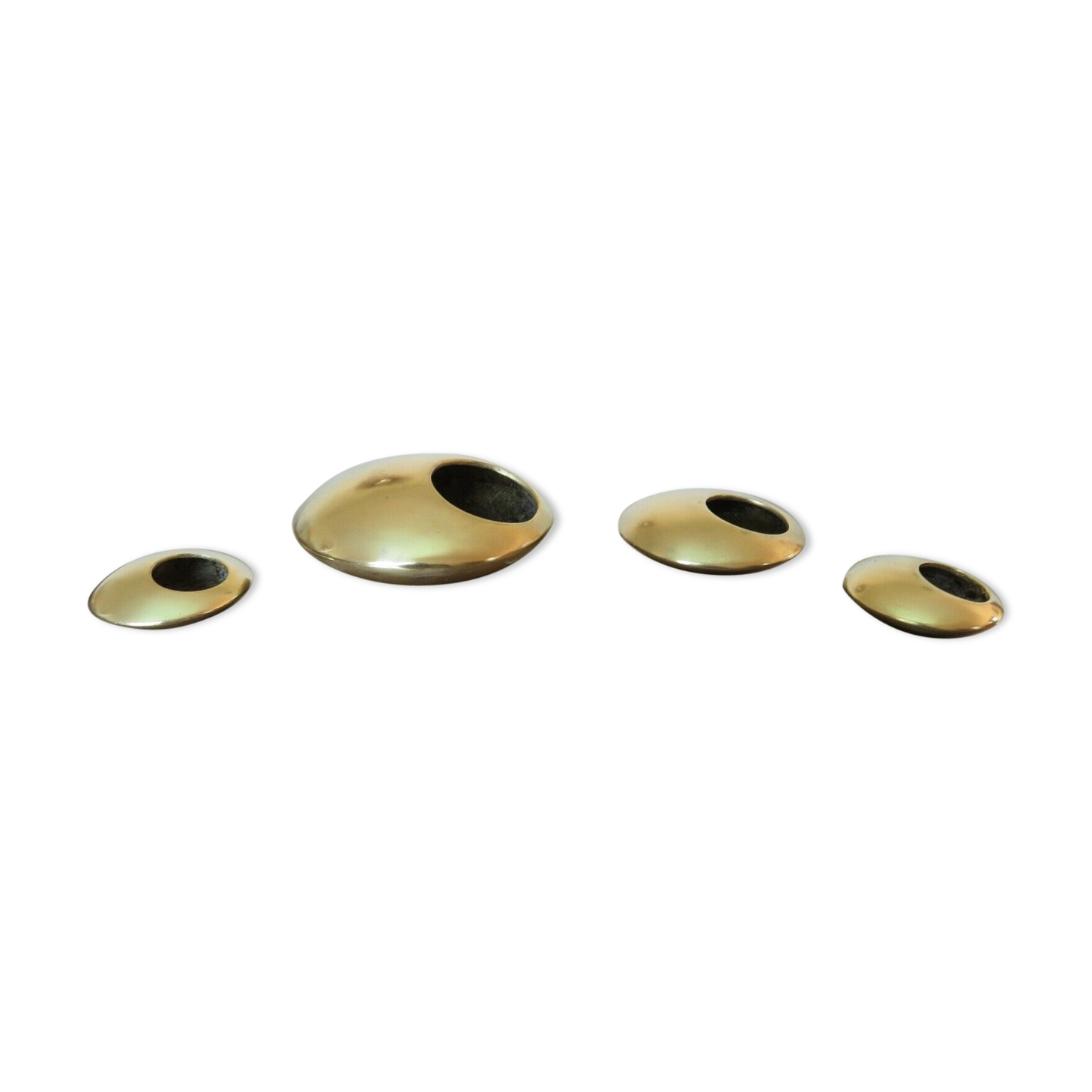Series of 4 Scandinavian "pebble" ashtrays in bronze 70s