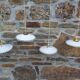 Lot de 4 suspensions en opaline blanche festonnée art Deco