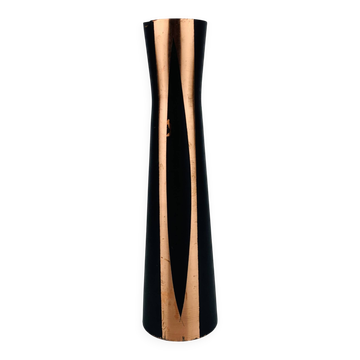 Scandinavian style vase in black metal and copper, 1960s.