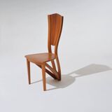 Set of 4 solid elm chairs, Maison Seltz, 1980s