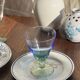 Set of 4 large blue and green glasses H14 D10