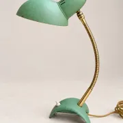 Vintage desk lamp from the 1950s-1960s – Aqua green metal and brass – Neck
