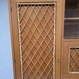 Armoire commode bois et rotin 1960