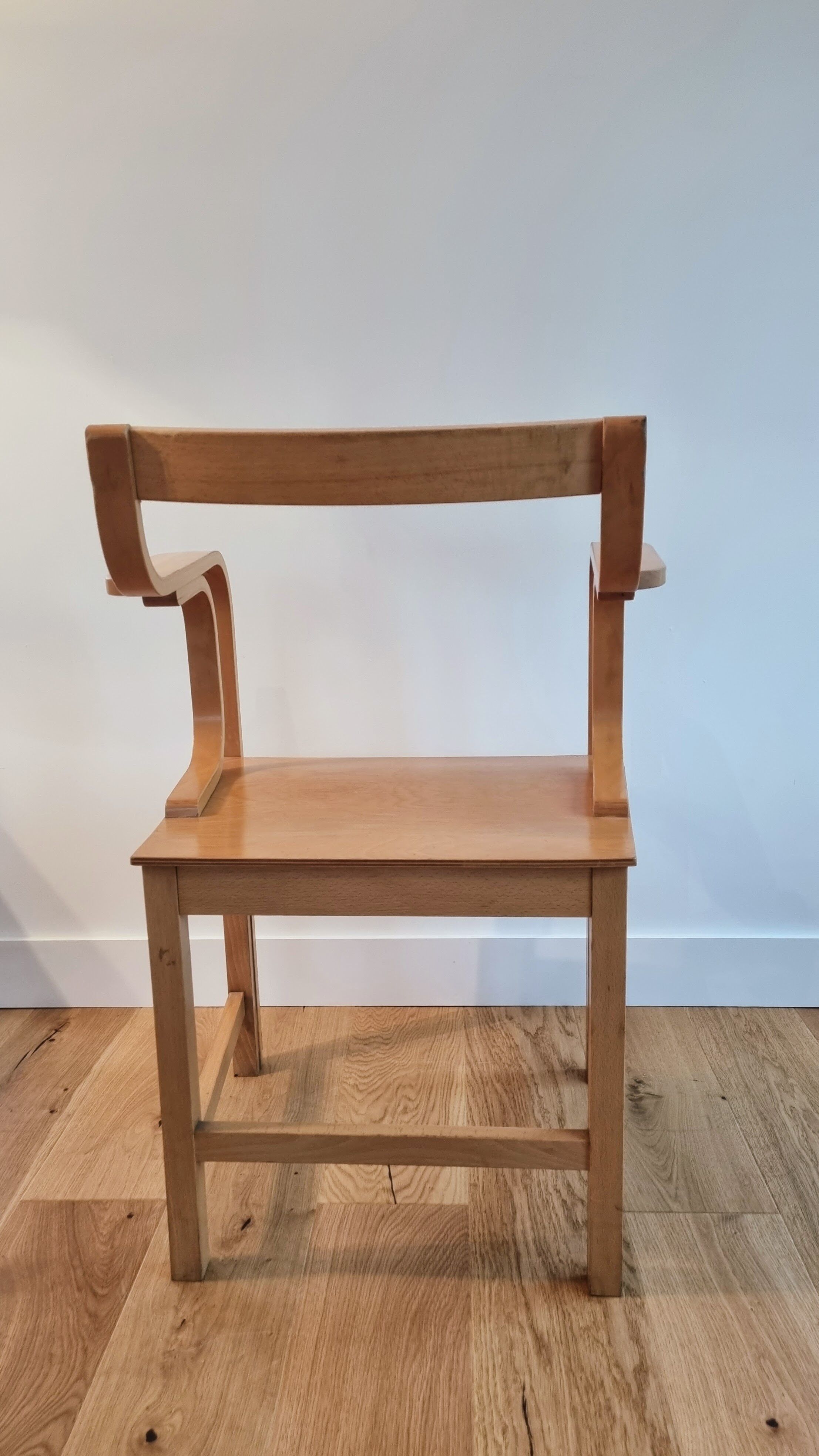 Vintage curved wood armchair