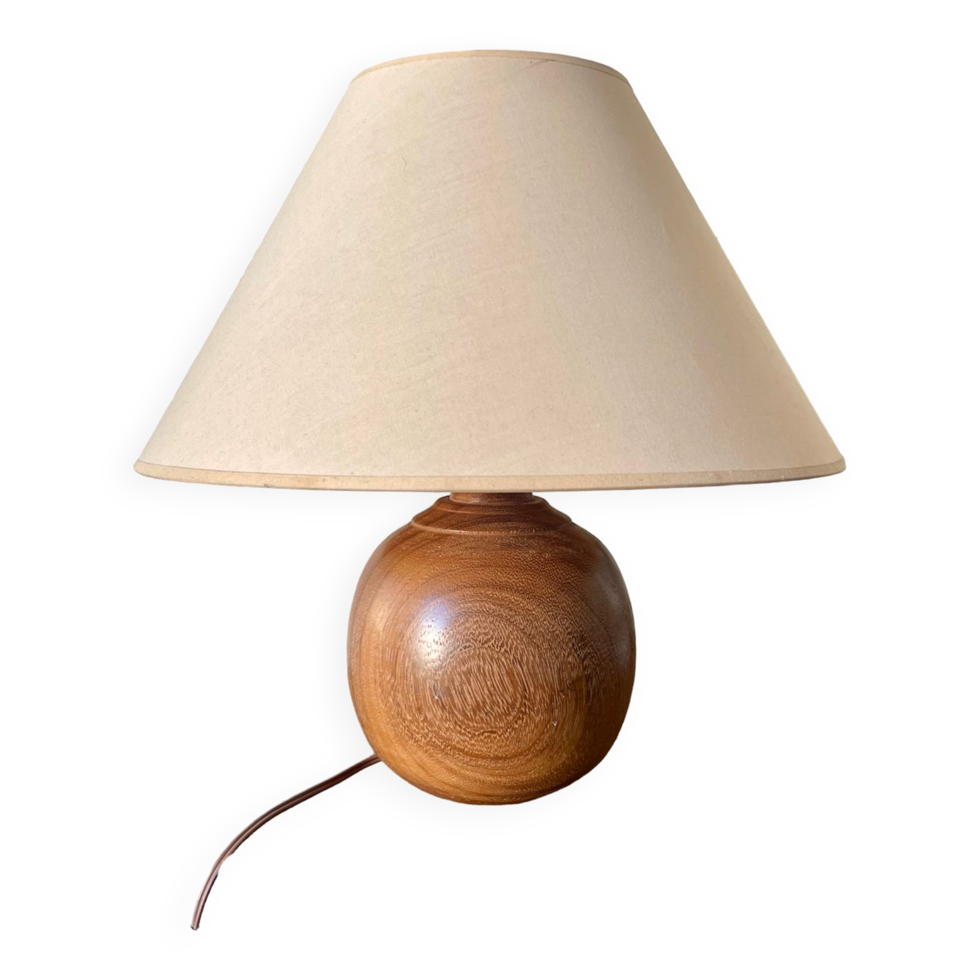 Carved solid wood lamp, vintage Art Deco 1930