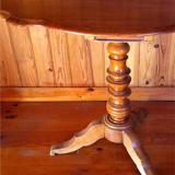 Antique furniture table 19th pedestal table oval tripod shape violin walnut solid provincial crafts