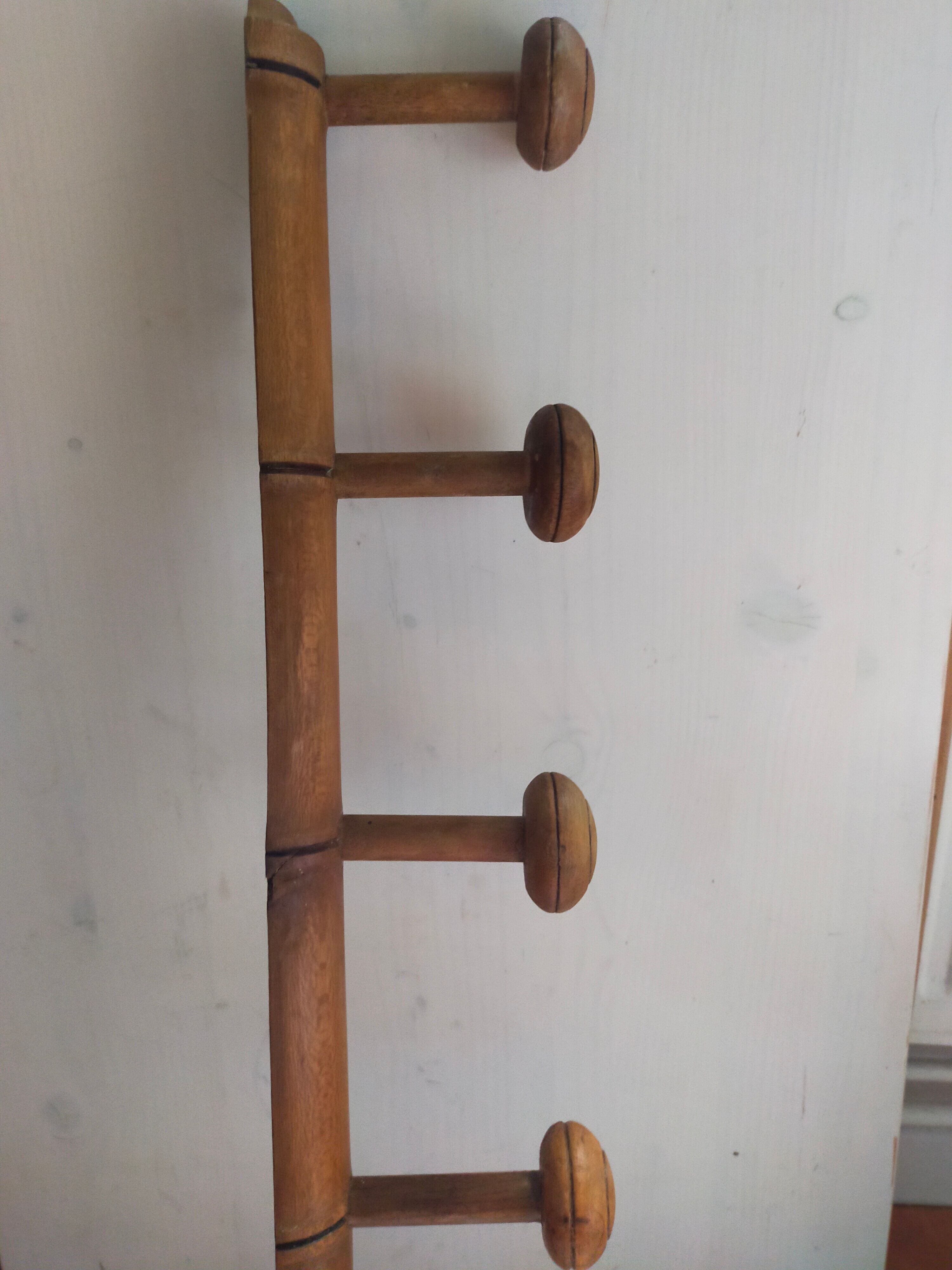 Bamboo wooden wall coat holder 6 hooks