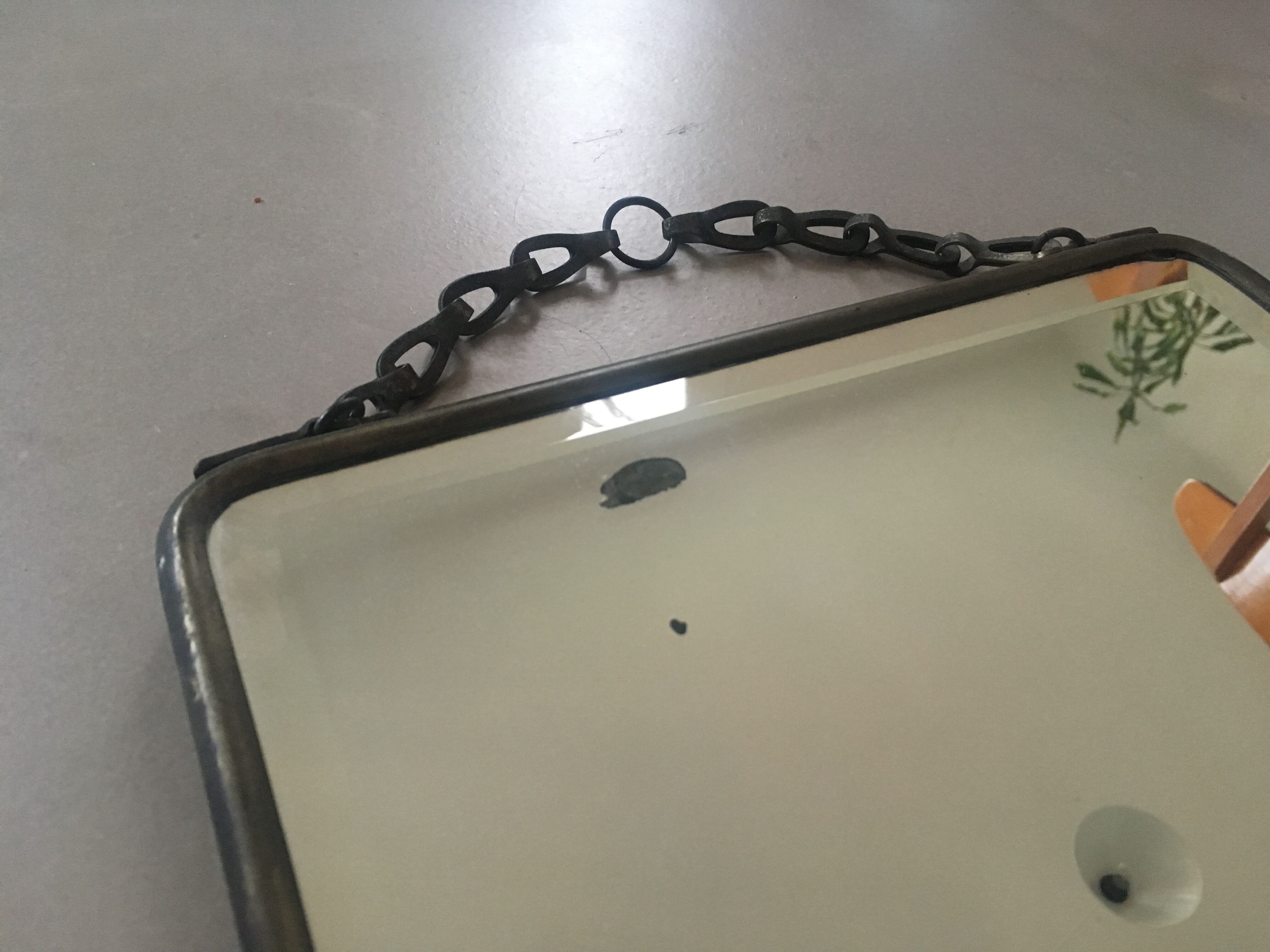 Large barber mirror to hang or lay 24x30cm