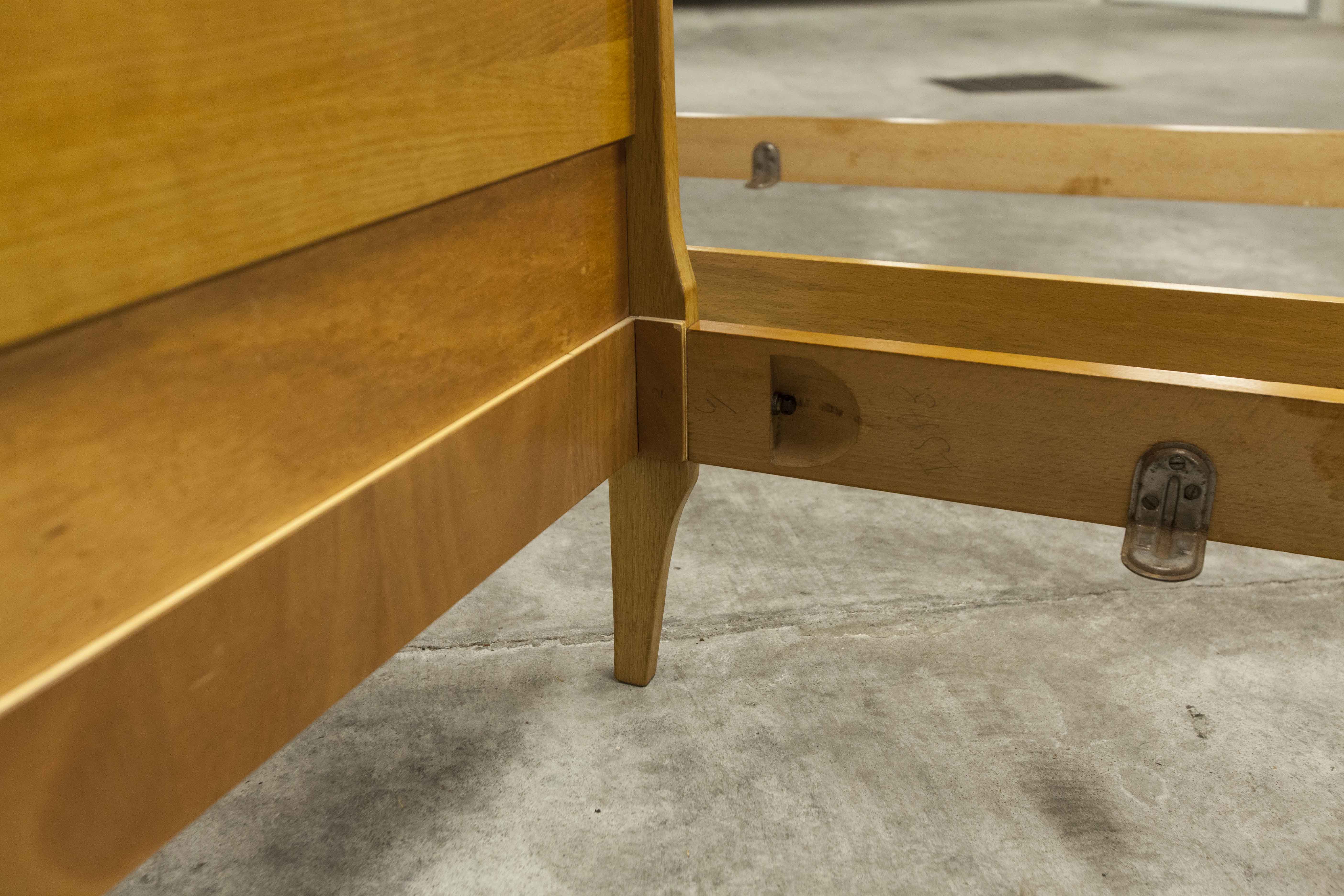 Pair of 1960 Scandinavian twin beds in solid beech