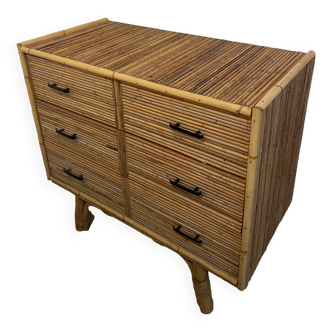 Vintage rattan chest of drawers