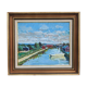 Vintage Mid Century Swedish Framed Oil  Painting - The Canal