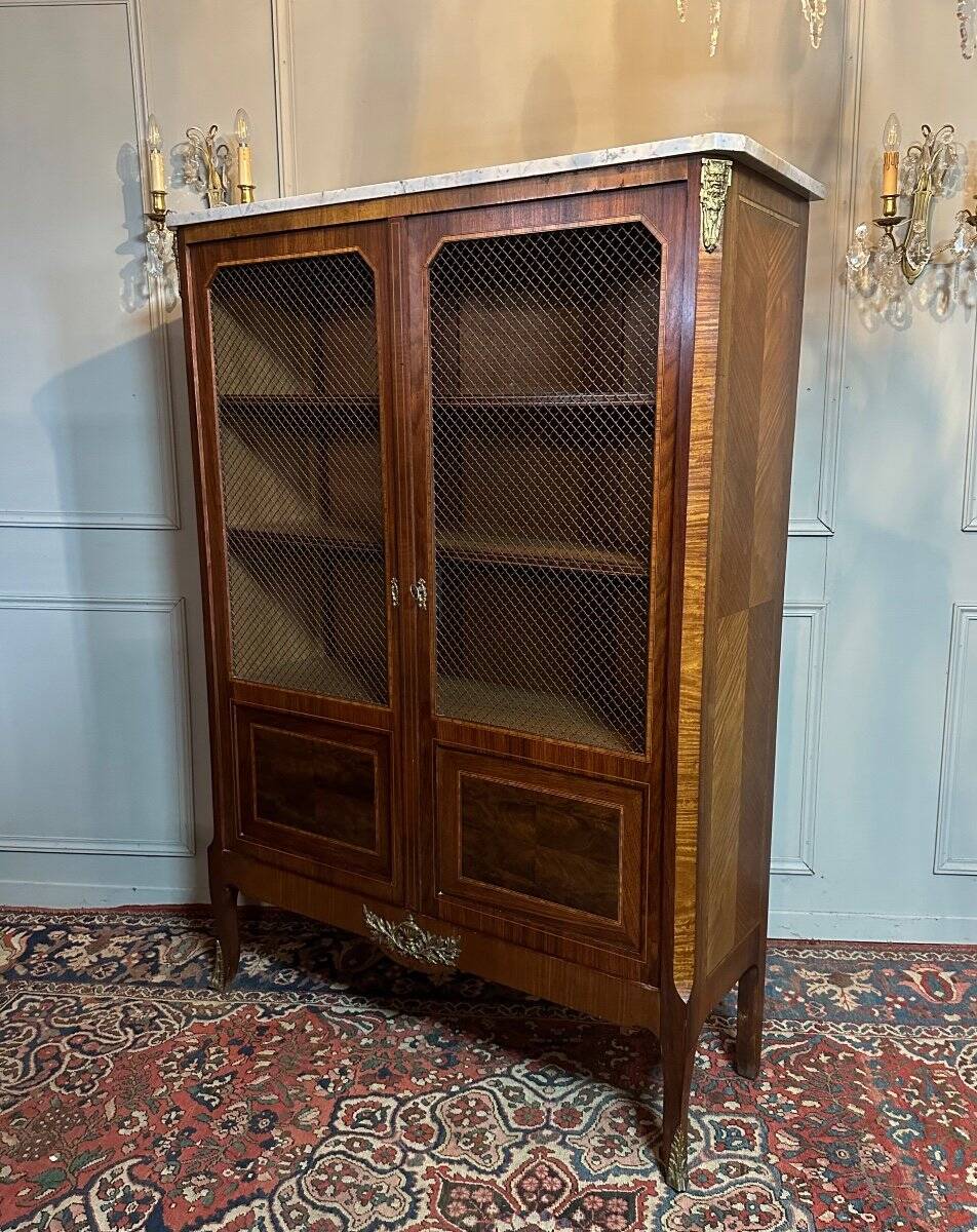 Louis XV - Louis XVI Transition Style Marquetry Bookcase
