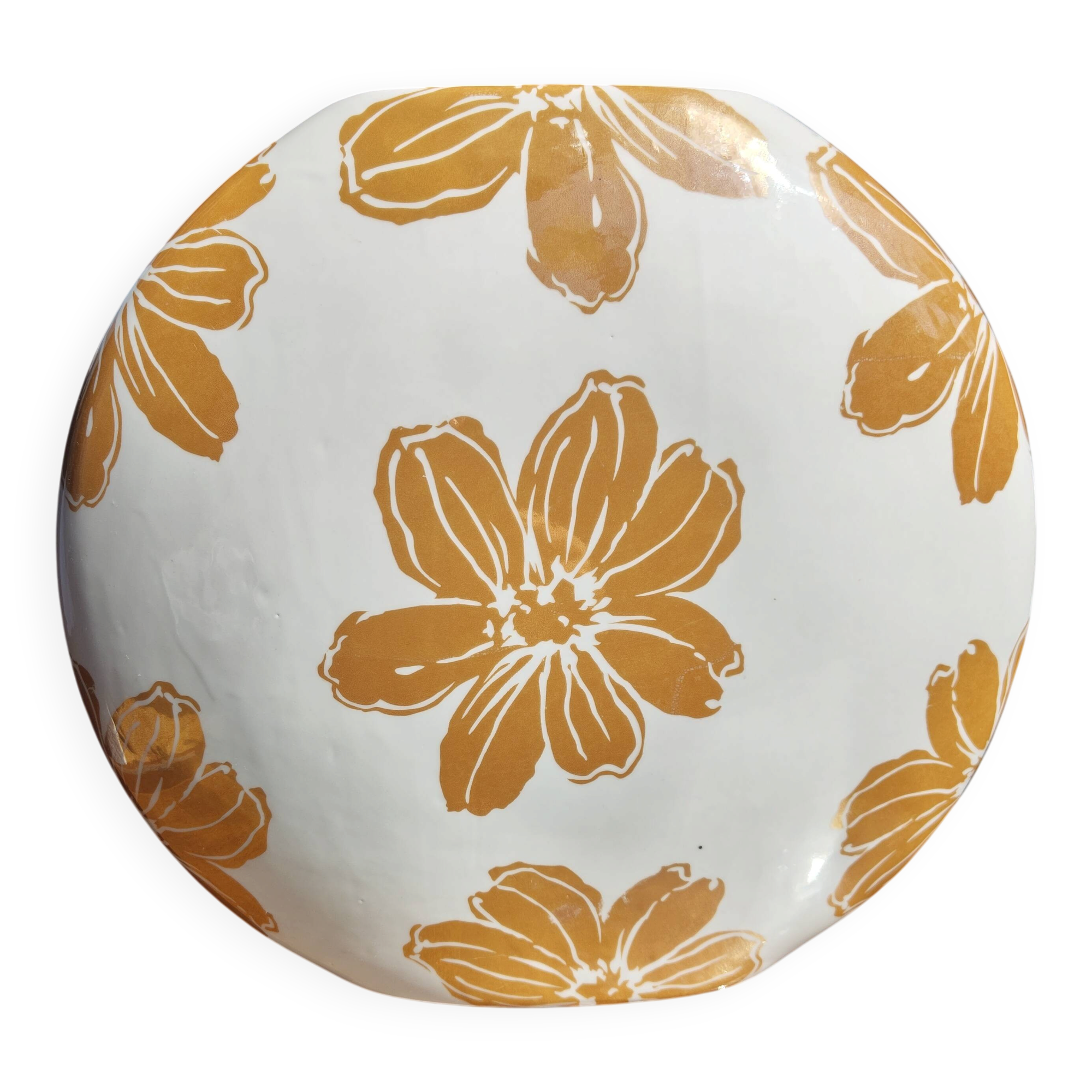 Grand vase aux fleurs dorées en céramique