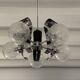 Suspension vintage 5 feux, verre et chrome