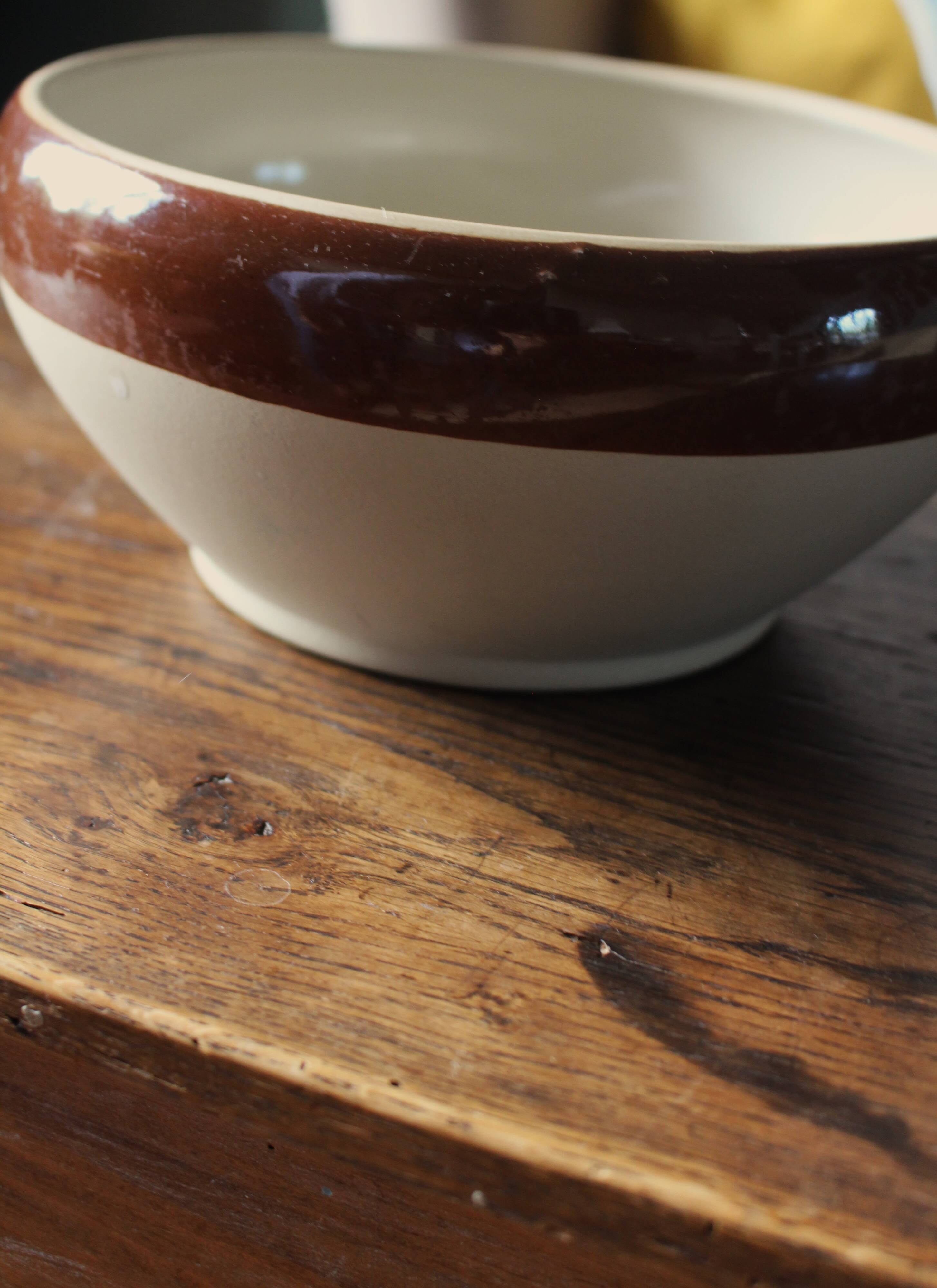 Digoin two-tone glazed vintage stoneware salad bowl