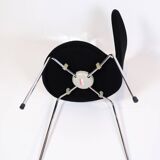 Set Of 4 Seven Chairs Model 3107 Original Upholstered In Black Fabric By Arne Jacobsen