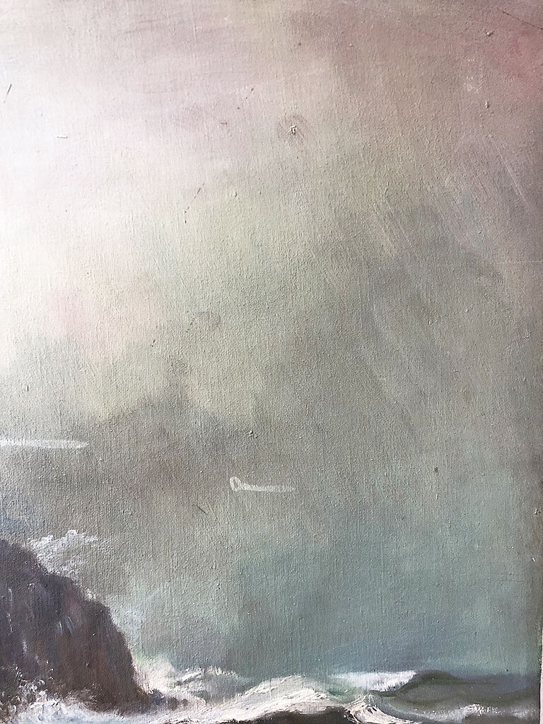Oil painting raging sea L.Vermont 19th