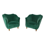 Pair of velvet armchairs Gio Ponti style