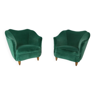 Pair of velvet armchairs Gio Ponti style