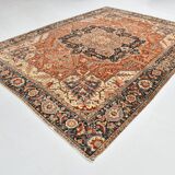 1960s Antique Red & Navy Blue Classic Persian Rug, 287x386Cm