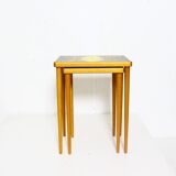 Set of 2 vintage nesting tables with mosaic top, 1970s