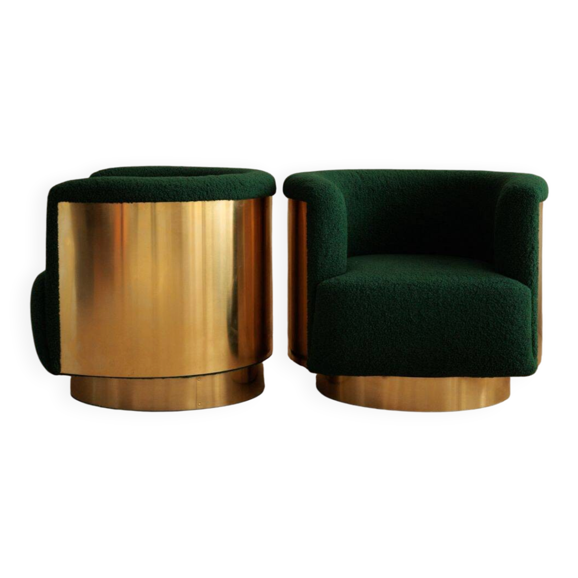 Set of 2 Mid-century brass swivel lounge chairs, Italy mid-century