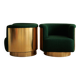 Set of 2 Mid-century brass swivel lounge chairs, Italy mid-century