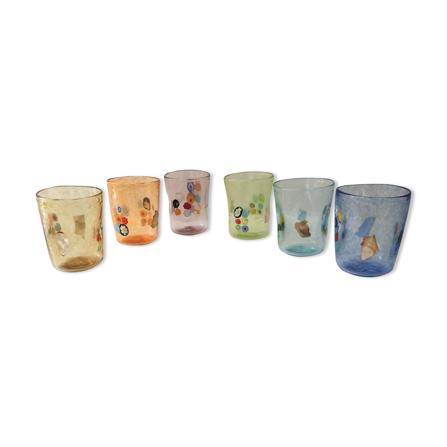 Service of 6 Murano glasses water "goto" "murrisa" in Murano glass unique piece