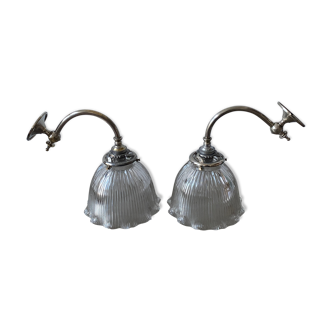 Lot 2 vintage "holophane" wall lamps