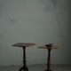 Pair of English side tables / pedestals, walnut, mid-century, 1940s.