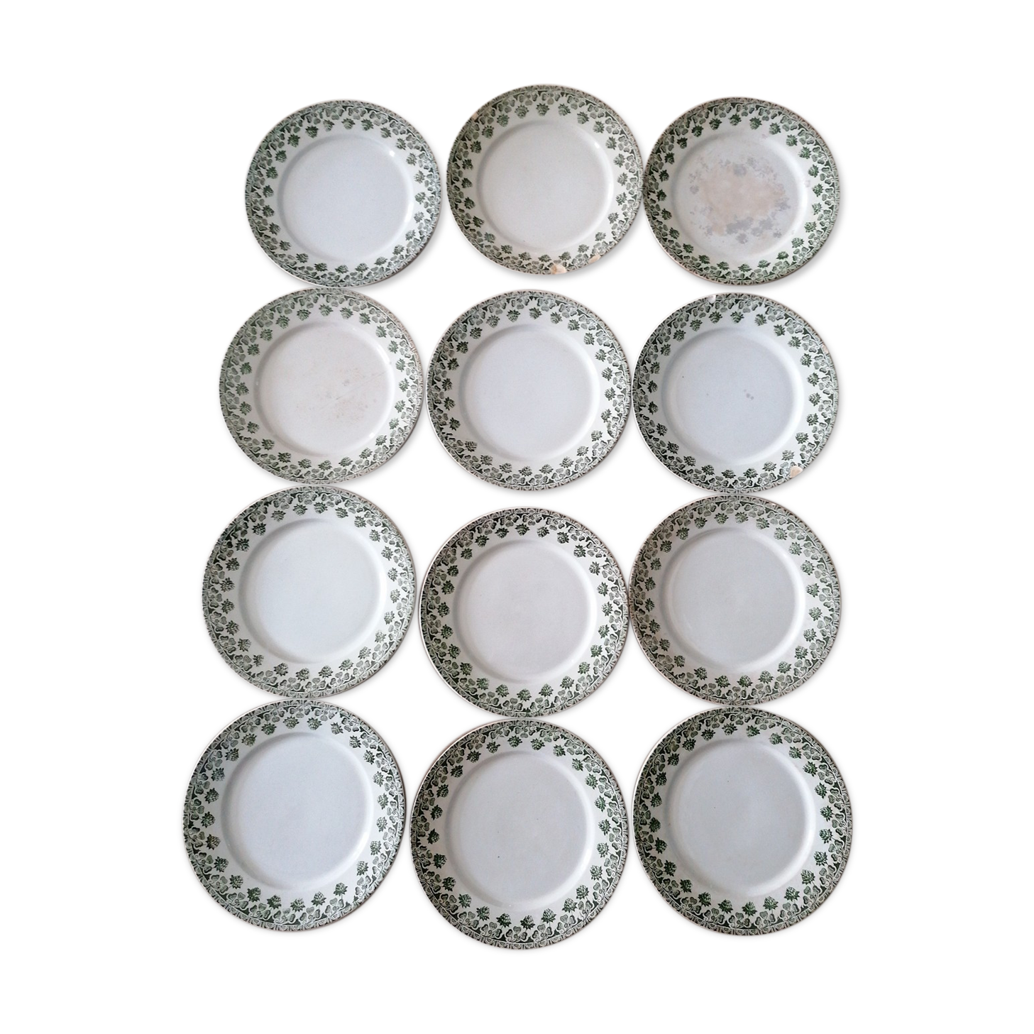 Set of 12 plates clover Badonviller ft
