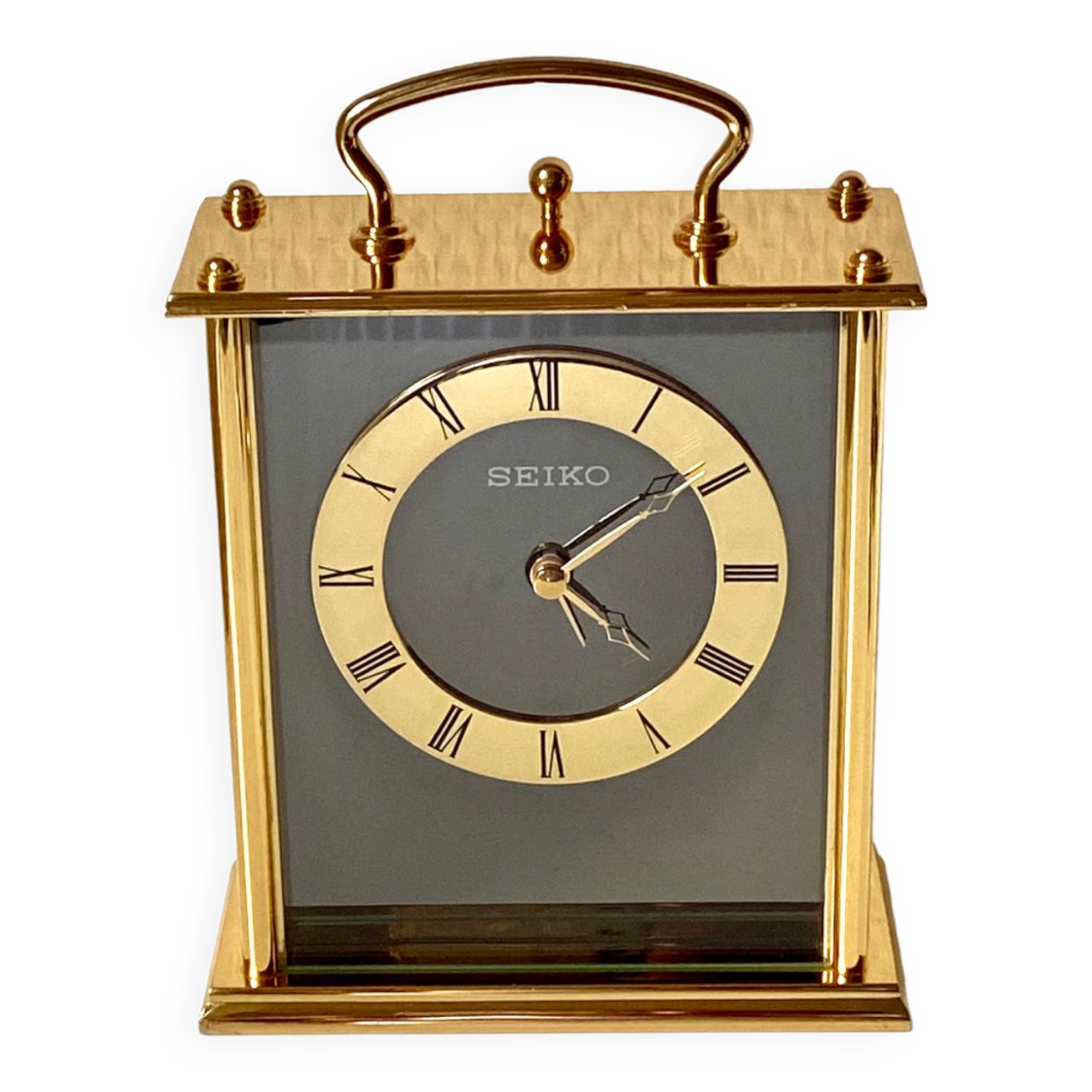 SEIKO Pendulette de bureau en métal doré | Barnebys