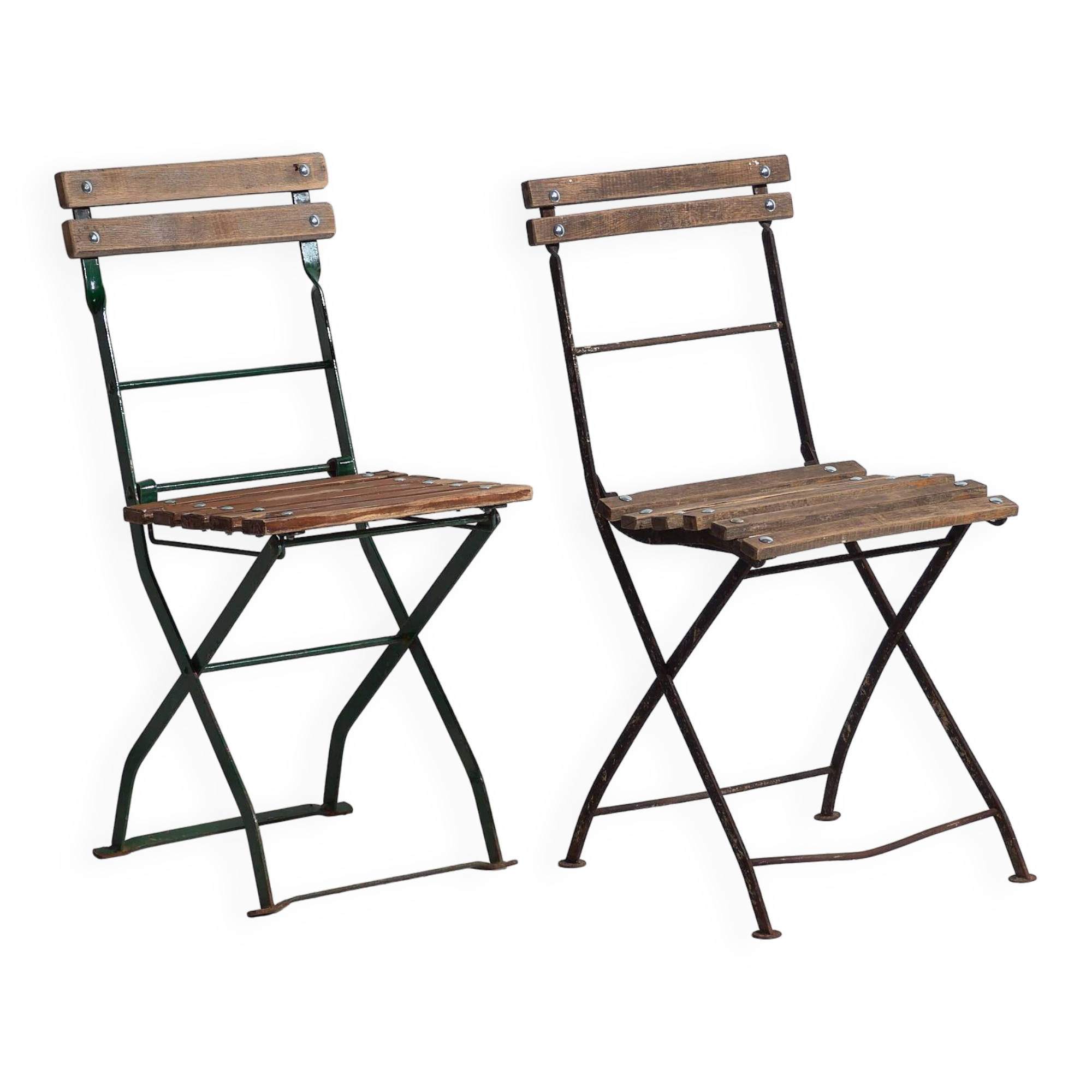 Anciennes chaises de terrasse pliantes (c.1920). Ensemble de 2 pièces #32