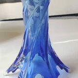 Large murano vase in blown art glass, cobalt blue. star shape. dim 30 x 22 cm