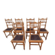Set of 6 antique turned wooden chairs with embossed leather seats.