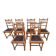 Set of 6 antique turned wooden chairs with embossed leather seats.